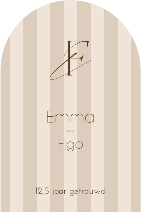 Kaart huwelijksjubileum 12,5 jaar getrouwd beige boogvorm trouwlogo