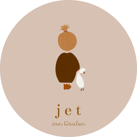 Raamsticker rond meisje knuffel gans