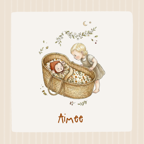 Geboortekaartje meisje baby mozesmandje grote zus