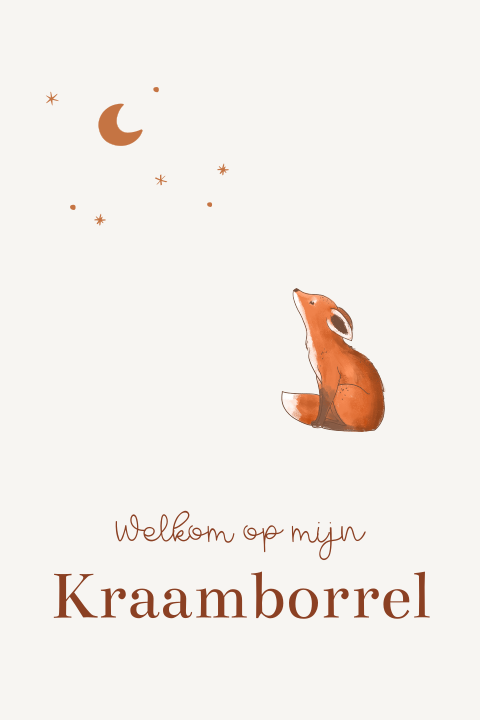 Kraamfeest kaartje vosje maan sterren