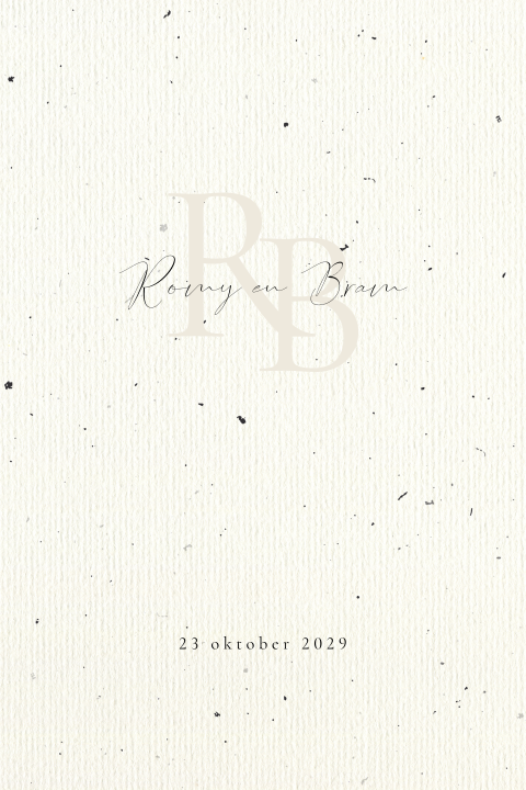 Minimalistische trouwkaart vlekjes achtergrond monogram initialen