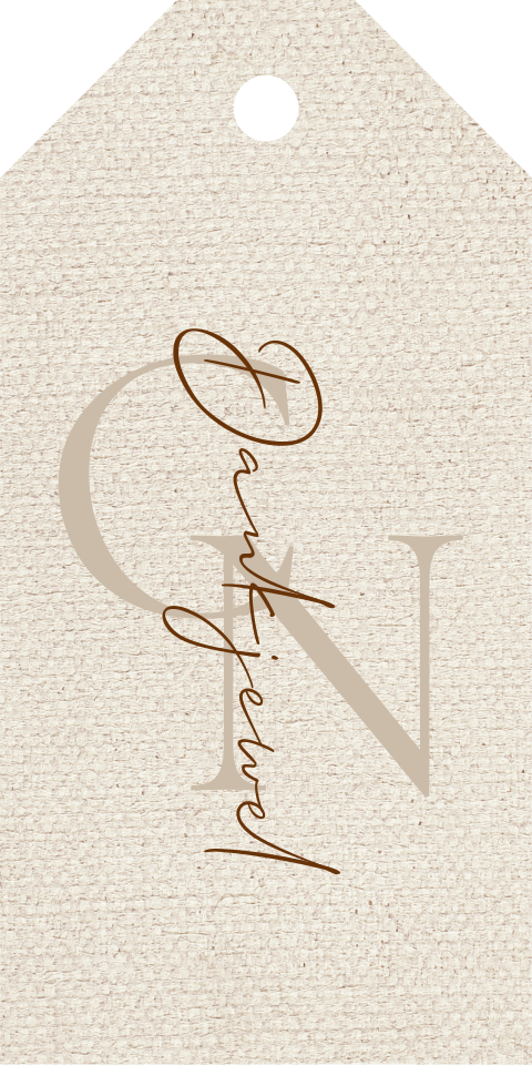 Bedankt label bruiloft monogram linnen look