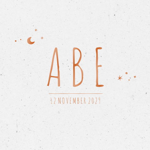 Geboortekaartje recycled papier met hoogglans zon en sterretjes