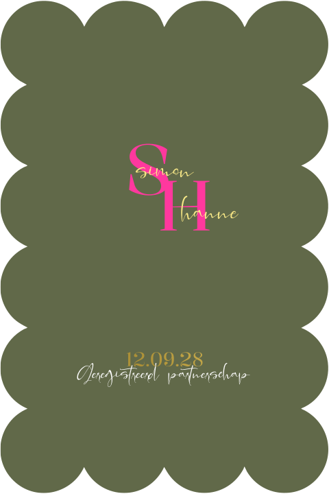 Geregistreerd partnerschap unieke vorm kartelrand kleurrijk groen roze