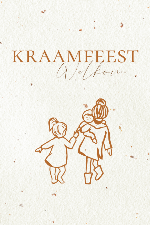 Kraamfeest kaartje illustratie gezin zussen baby