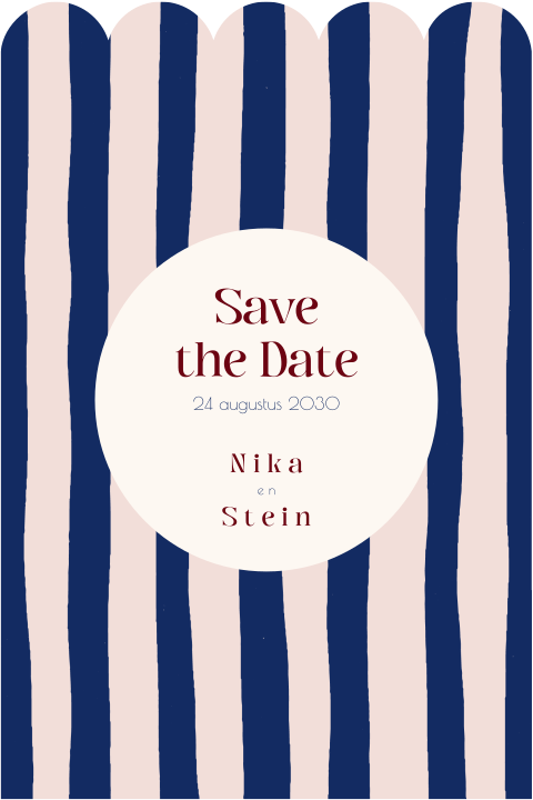 Save the date kleurrijk strepen originele vorm