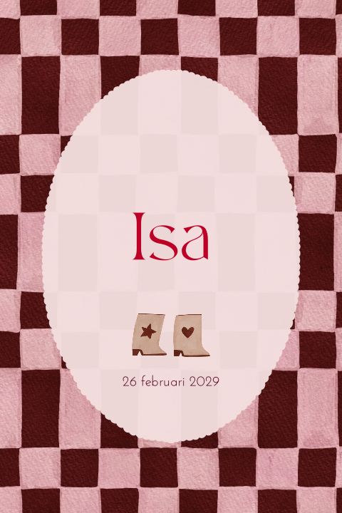 Geboortekaartje meisje cowboy laarsjes