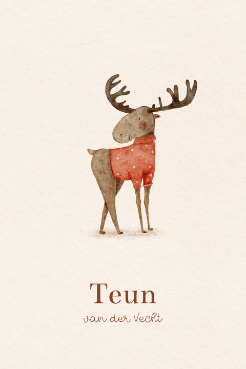 Geboortekaartje winter eland rode trui