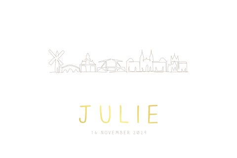 Geboortekaartje illustratie skyline Amsterdam