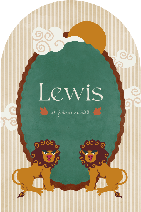 Geboortekaartje jongen folklore leeuwen
