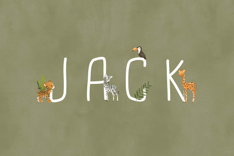 Geboortekaartje groen jungle dieren