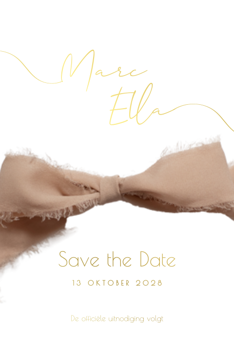 Save the Date kalkpapier goudfolie met strik