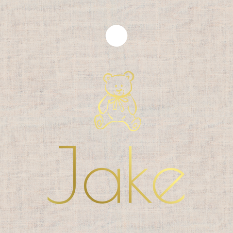 Doopsuiker label vierkant klassiek linnen look beertje