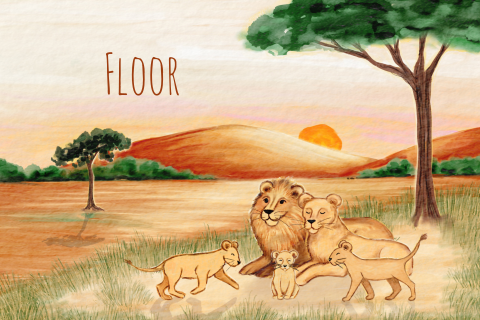 Poster kinderkamer leeuwen familie