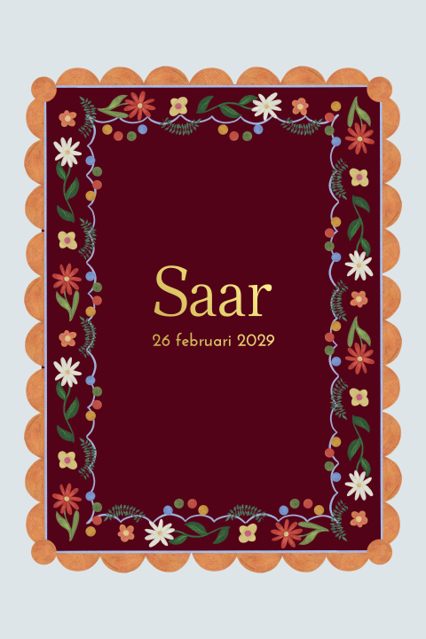 Geboortekaartje meisje bloemetjes frame boho