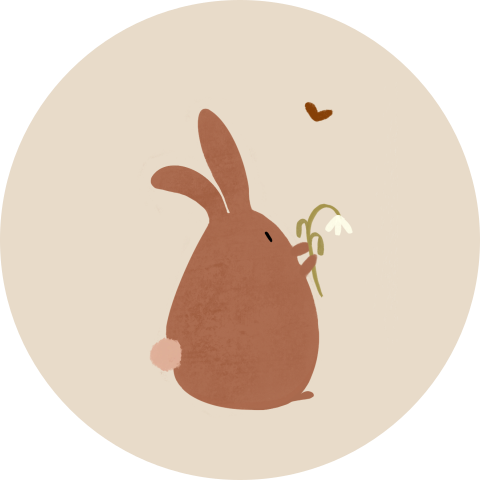 Geboorte sticker grappig konijntje bloemetje hartje