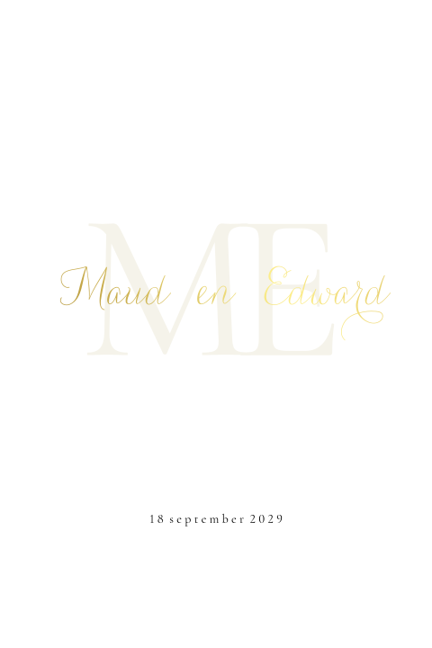 Trouwkaart minimalistisch monogram initialen