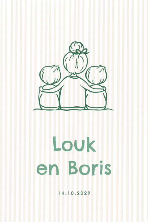 Geboortekaartje tweeling lijntekening broertjes