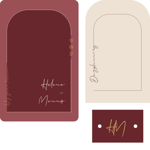Trouwkaarten set modern goud lijnen