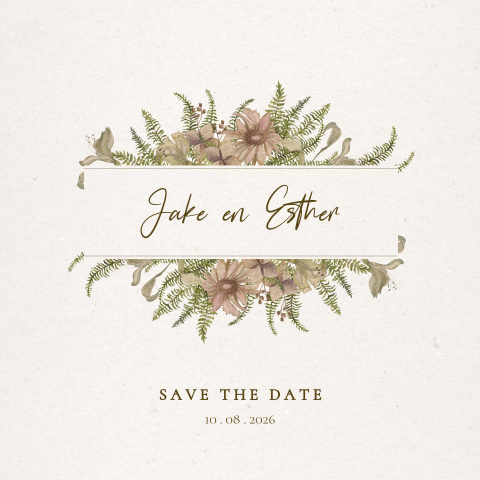 Save the Date kaart oudroze bloemen