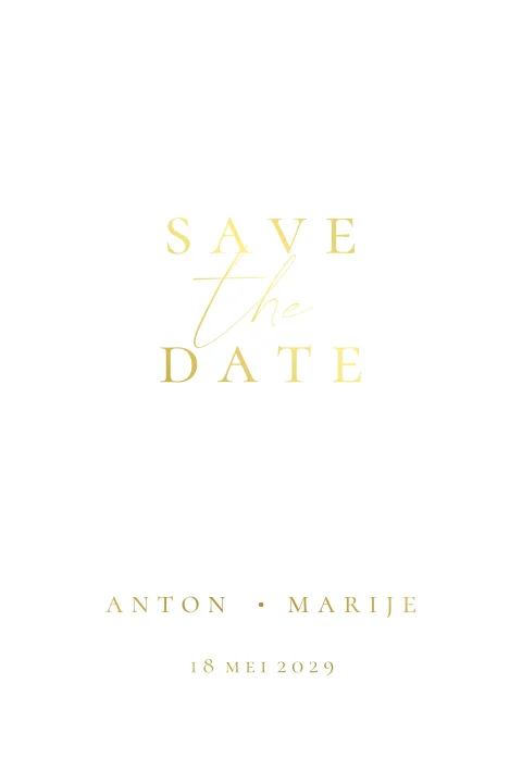 Romantische save the date op kalkpapier met goudfolie