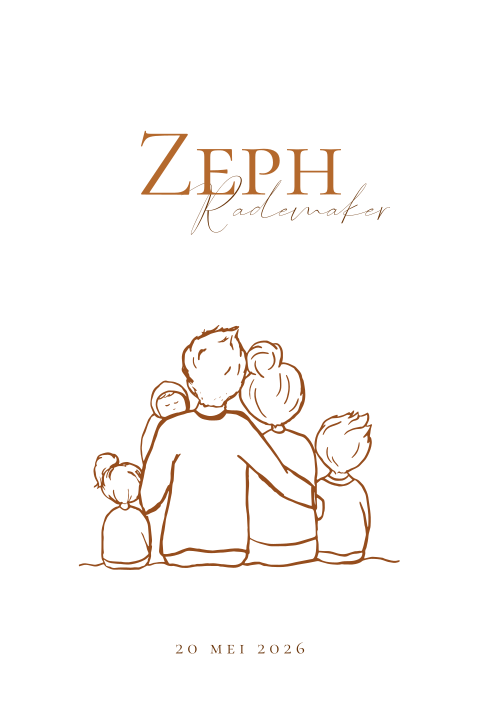 Geboortekaartje illustratie gezin broer zusje baby