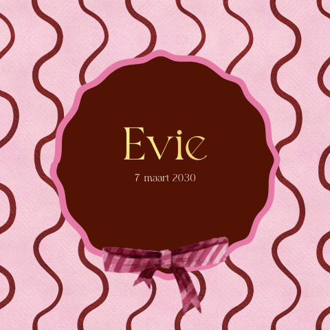 Geboortekaartje meisje roze strik