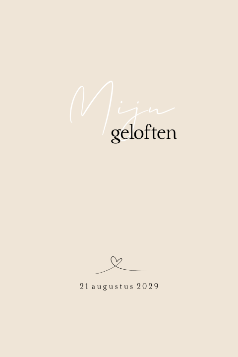 Geloftenboekje in minimalistische stijl met lijntekening hartje
