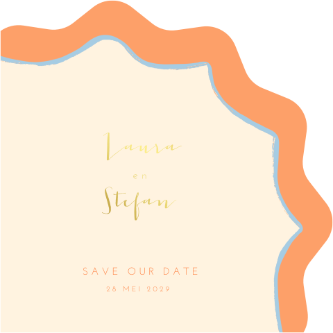 Save the date kaart golvende rand colorblock mediterraans