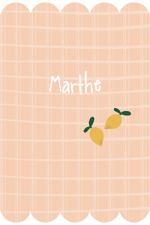 Geboortekaartje kartelrand ruitjes patroon citroen