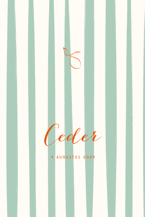 Geboortekaartje colorblock streep groen oranje