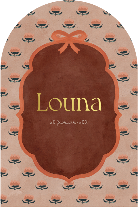 Geboortekaartje meisje romantisch bloemen patroon