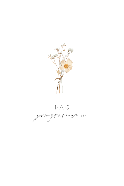 Dagprogramma bruiloft romantische bloemen aardetinten