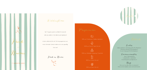 Pocketfold trouwkaarten set kleurrijk citroen oranje groen