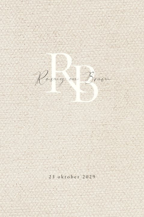 Trouwkaart linnen look achtergrond trouwlogo initialen