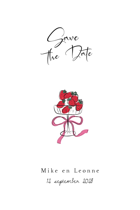 Save the Date cocktail aardbeien strik