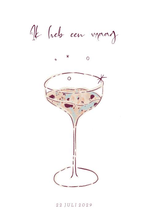 Wil je mijn getuige zijn kaart kleurrijk champagne glas
