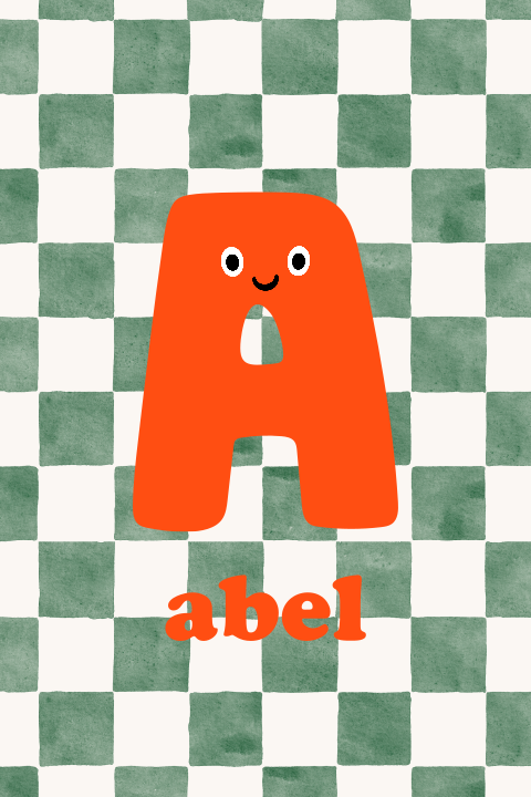 Geboortekaartje colorblock blokjes alfabet A gezichtje