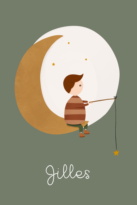 Geboortekaartje jongen maan sterren