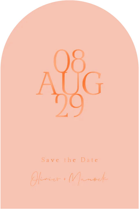 Save the date in boogvorm met de datum groot en strak