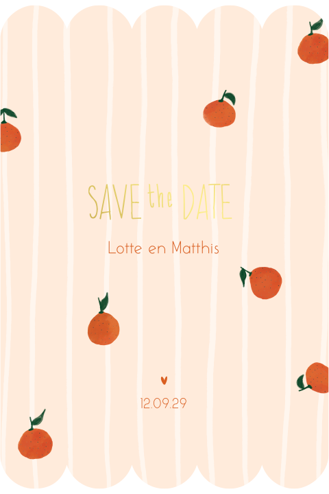 Save the Date kartelrand strepen patroon sinaasappel