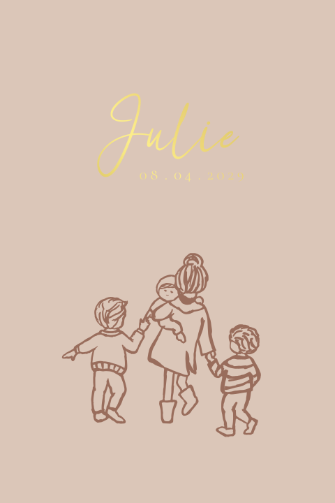 Geboortekaartje vier kinderen zusjes broertjes