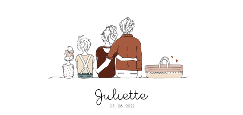 Geboortekaartje familie 2 zusjes en een grote broer
