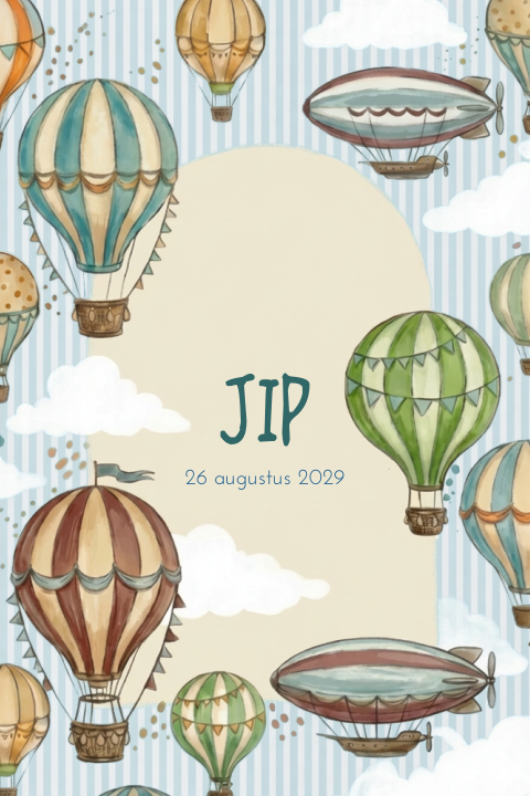 Geboortekaartje jongen luchtballon zeppelin