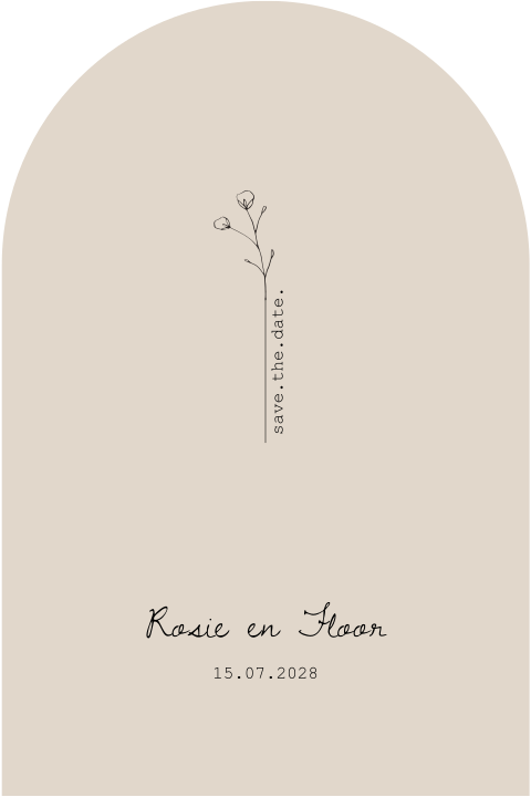Save the Date boogvorm zandkleur