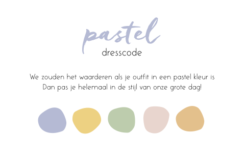 Dresscode kaartje bruiloft pastel kleuren