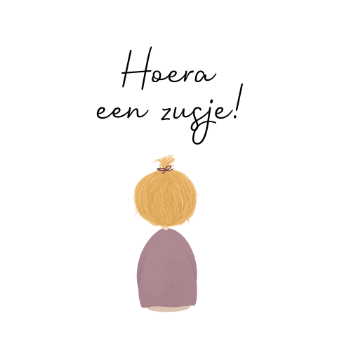 Sticker traktatie hoera een zusje blond meisje