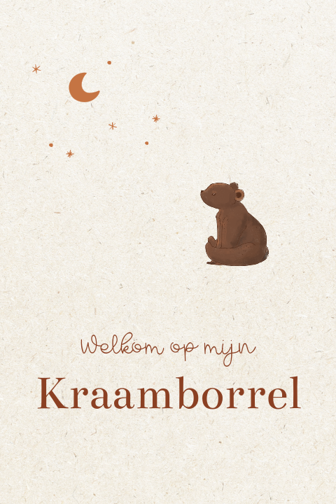 Kraamfeest kaartje beertje sterren