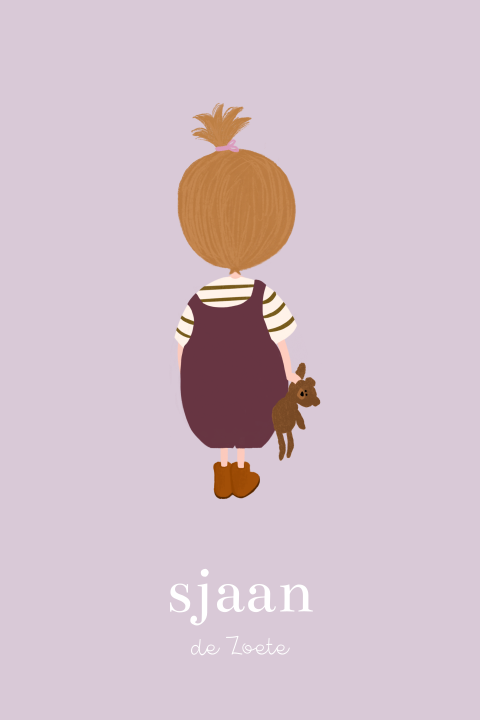 Geboortekaartje blond meisje teddybeer