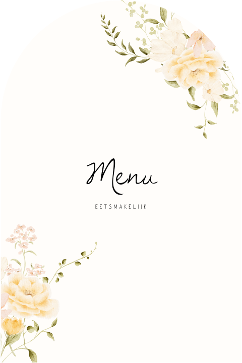 Menukaart diner bruiloft veldbloemen